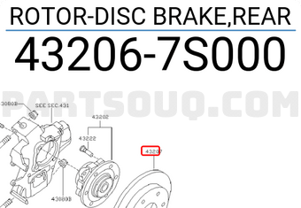 Nissan 432067S000 ROTOR-DISC BRAKE,REAR