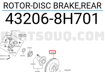 Nissan 432068H701 ROTOR-DISC BRAKE,REAR