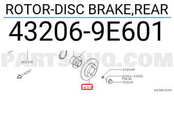 Nissan 432069E601 ROTOR-DISC BRAKE,REAR