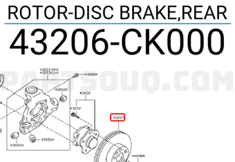 Nissan 43206CK000 ROTOR-DISC BRAKE,REAR