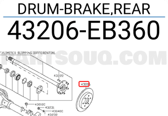 Nissan 43206EB360 DRUM-BRAKE,REAR