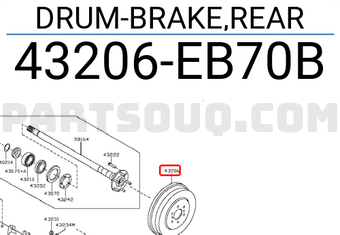 Nissan 43206EB70B DRUM-BRAKE,REAR