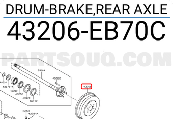 Nissan 43206EB70C DRUM-BRAKE,REAR AXLE