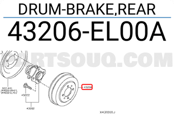 Nissan 43206EL00A DRUM-BRAKE,REAR
