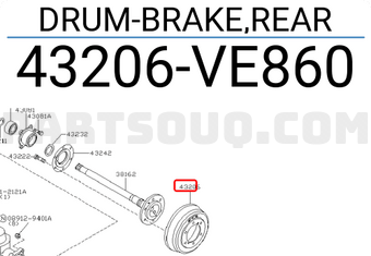 Nissan 43206VE860 DRUM-BRAKE,REAR