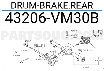 Nissan 43206VM30B DRUM-BRAKE,REAR