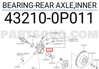 Nissan 432100P011 BEARING-REAR AXLE,INNER