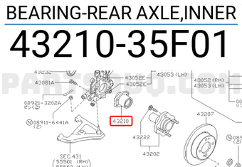 Nissan 4321035F01 BEARING-REAR AXLE,INNER