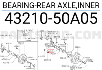 Nissan 4321050A05 BEARING-REAR AXLE,INNER