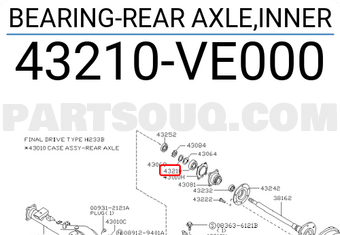 Nissan 43210VE000 BEARING-REAR AXLE,INNER