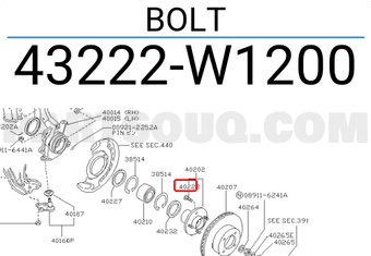 Nissan 43222W1200 BOLT