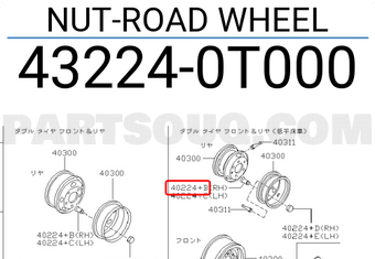 Nissan 432240T000 NUT-ROAD WHEEL