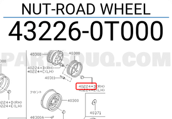 Nissan 432260T000 NUT-ROAD WHEEL