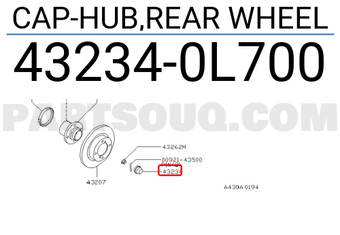 Nissan 432340L700 CAP-HUB,REAR WHEEL