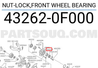 Nissan 432620F000 NUT-LOCK,FRONT WHEEL BEARING