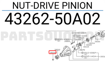 Nissan 4326250A02 NUT-DRIVE PINION