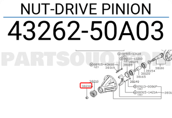 Nissan 4326250A03 NUT-DRIVE PINION