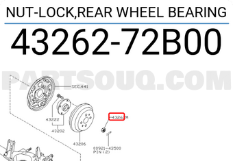 Nissan 4326272B00 NUT-LOCK,REAR WHEEL BEARING