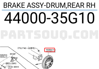 Nissan 4400035G10 BRAKE ASSY-DRUM,REAR RH