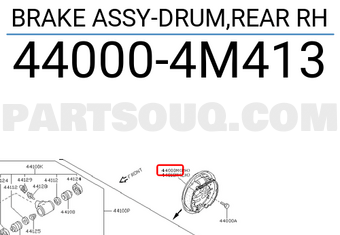 Nissan 440004M413 BRAKE ASSY-DRUM,REAR RH