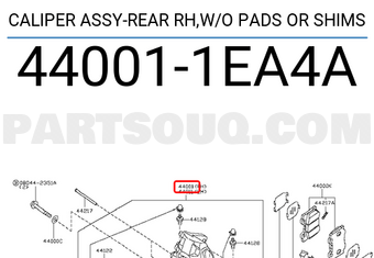 Nissan 440011EA4A CALIPER ASSY-REAR RH,W/O PADS OR SHIMS