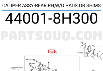 Nissan 440018H300 CALIPER ASSY-REAR RH,W/O PADS OR SHIMS