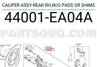 Nissan 44001EA04A CALIPER ASSY-REAR RH,W/O PADS OR SHIMS