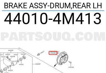 Nissan 440104M413 BRAKE ASSY-DRUM,REAR LH