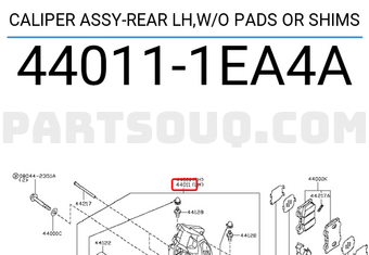 Nissan 440111EA4A CALIPER ASSY-REAR LH,W/O PADS OR SHIMS