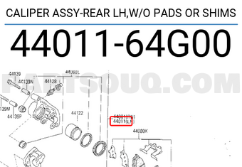 Nissan 4401164G00 CALIPER ASSY-REAR LH,W/O PADS OR SHIMS