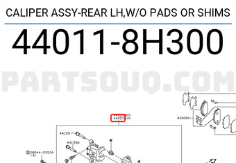 Nissan 440118H300 CALIPER ASSY-REAR LH,W/O PADS OR SHIMS