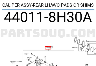 Nissan 440118H30A CALIPER ASSY-REAR LH,W/O PADS OR SHIMS
