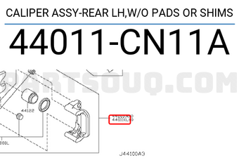 Nissan 44011CN11A CALIPER ASSY-REAR LH,W/O PADS OR SHIMS