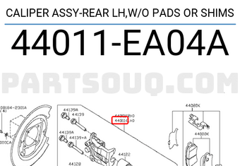 Nissan 44011EA04A CALIPER ASSY-REAR LH,W/O PADS OR SHIMS