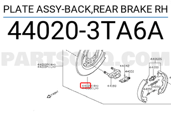 Nissan 440203TA6A PLATE ASSY-BACK,REAR BRAKE RH