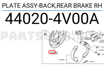 Nissan 440204V00A PLATE ASSY-BACK,REAR BRAKE RH