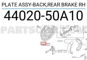 Nissan 4402050A10 PLATE ASSY-BACK,REAR BRAKE RH