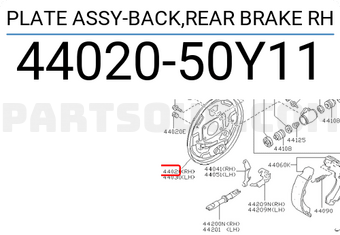 Nissan 4402050Y11 PLATE ASSY-BACK,REAR BRAKE RH