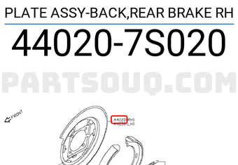 Nissan 440207S020 PLATE ASSY-BACK,REAR BRAKE RH