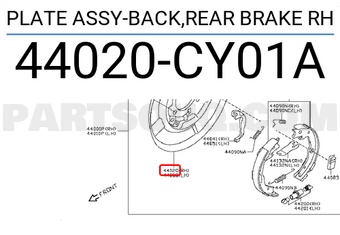 Nissan 44020CY01A PLATE ASSY-BACK,REAR BRAKE RH
