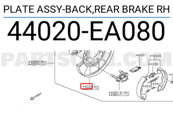 Nissan 44020EA080 PLATE ASSY-BACK,REAR BRAKE RH
