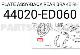Nissan 44020ED060 PLATE ASSY-BACK,REAR BRAKE RH