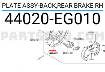 Nissan 44020EG010 PLATE ASSY-BACK,REAR BRAKE RH