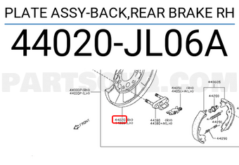 Nissan 44020JL06A PLATE ASSY-BACK,REAR BRAKE RH
