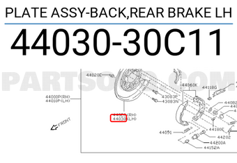 Nissan 4403030C11 PLATE ASSY-BACK,REAR BRAKE LH
