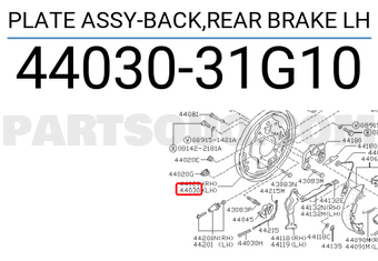 Nissan 4403031G10 PLATE ASSY-BACK,REAR BRAKE LH