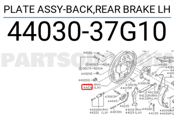 Nissan 4403037G10 PLATE ASSY-BACK,REAR BRAKE LH