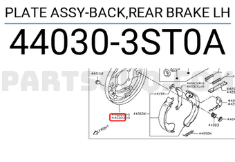 Nissan 440303ST0A PLATE ASSY-BACK,REAR BRAKE LH