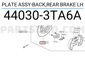 Nissan 440303TA6A PLATE ASSY-BACK,REAR BRAKE LH