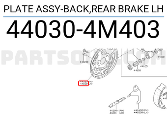 Nissan 440304M403 PLATE ASSY-BACK,REAR BRAKE LH